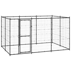 Chenil Extérieur Acier 7,26 m² Enclos Niche Cage pour Chiens Chiots