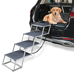 Toozey Rampe pour Chien Pliable pour Grands Chiens, Escalier pour Chien Réglable en Aluminium pour Chien, Aide à l'escalade, Rampe pour Chien Voiture Stable et Antidérapante à Chargeable Jusqu'à 68 kg