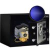 JUGREAT Coffre-fort avec lampe à induction numérique en acier sécurisé caché avec serrure, fixation murale ou armoire pour maison, bureau, hôtel, entreprise, passeport, argent