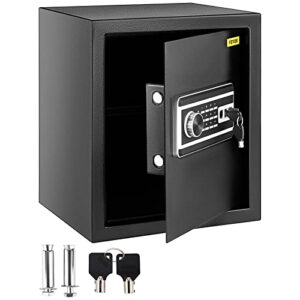 VEVOR Coffre-Fort Biométrique à Empreintes Digitales 48 L Coffre-Fort Numérique Combinaison et Clés Coffre de Sécurité en Acier Anti-Effraction 4 Types de Déverrouillage Argents Bijoux Domicile Noir