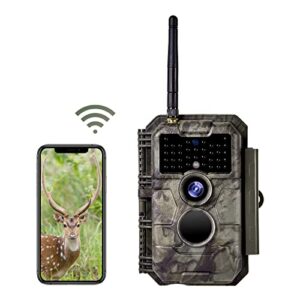 Folgtek Caméra de Chasse WiFi 24MP 1296P Vidéo avec contrôle Bluetooth Vision Nocturne de 23m et Détection de Mouvement IP66 Étanche pour la Faune, Sécurité de la Cour arrière