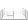 Grand Chenil D’extérieur pour Chien, Argent, 6 m² en Acier, Enclos d’exercice avec Portes pour Chiens de Grande, Moyenne et Petite Taille, Cage de Clôture en Fil Métallique