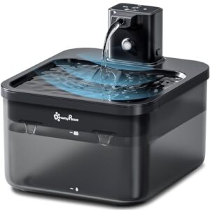 DownyPaws Fontaine à chat sans fil à piles pour chat avec détecteur de mouvement, 2,5 l, silencieuse, sans électricité, distributeur automatique d'eau, pour chat, noire