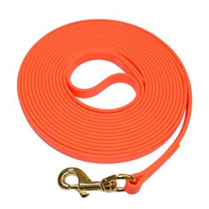 Redline K-9 Biothane Laisse imperméable pour chien Toutes saisons avec matériel en laiton massif, 5/8" x 33', Orange