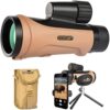 Scotar Télescope monoculaire 12×50 – FMC Antibuée IP67 étanche – Prisme BAK4 Phase et Diélectrique – Accessoires d’aventure : sac, adaptateur de smartphone, mini trépied