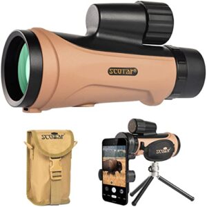 Scotar Télescope monoculaire 12x50 - FMC Antibuée IP67 étanche - Prisme BAK4 Phase et Diélectrique - Accessoires d'aventure : sac, adaptateur de smartphone, mini trépied