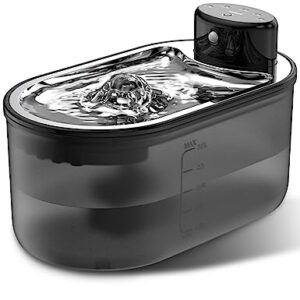 TOMXCUTE 3 l Fontaine à Eau pour Chat sans Fil, Detecteur de Mouvement, Fontaine pour Chat à Piles, Unité de contrôle Amovible intégrée Batterie 4000mAh - Noir