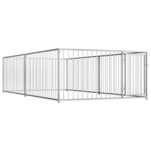 Chenil Extérieur pour Chiens 2x4x1m Cage Clôture Enclos Chiots Animaux
