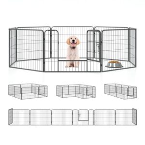 Qianruida Parc pour Chien Métal 80cm x 60cm Haut Enclos Chiots Intérieur et Extérieur Clôture Pliable 12 Panneaux
