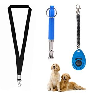 Clicker Chien et Sifflet Chien,Clicker Chien,Sifflet Chien,Clicker Chien Dressage,Sifflet pour Chien,Sifflet Chien et Clicker,Dressage pour Chien d'entraînement,Outils avec Dragonne et Lanière,Bleu