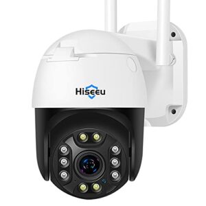 Hiseeu 【5X Zoom Optique】 2K PTZ Caméra Surveillance WiFi Exterieure,Vision Nocturne en Couleur, 3MP PTZ Caméra IP Suivi Automatique Pan 355° Tilt 90°,Détection de Humaine,Audio Bidirectionnel,IP66