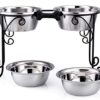 BestVida Gamelles surélevées pour Chien en Acier Inoxydable avec 4 Bols en Acier Inoxydable, Large