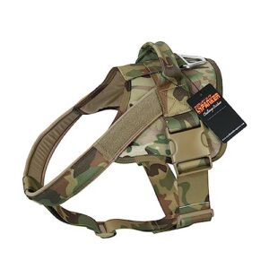 EXCELLENT ELITE SPANKER Harnais Tactique pour Chien Patrouille K9 Harnais Service pour Chien Gilet Militaire pour Chien Gilet de Travail pour Chien avec poignée(MCP-S)