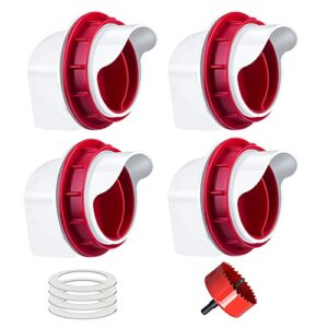 ZenxyHoC Mangeoire Poules 4 Ports, Mangeoire Poule Automatique, DIY Mangeoire à volaille Gravité Kit pour Seaux Tonneaux Bacs