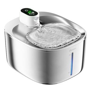 4L Fontaine a Eau Chat sans Fil en Acier Inoxydable, APETDOLA Fontaine à Eau pour Chat avec Capteur Automatique, Ultra Silencieux avec Batterie 4000 mAh, Multi-Filtration, Lavable au Lave-Vaisselle