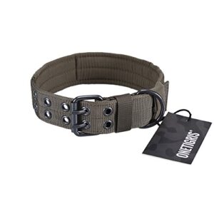 OneTigris Collier Réglable en Nylon pour Chien avec Un Anneau en D & Boucle Métallique Disponible en 3 Couleurs Et 3 Tailles (Vert d'armée, L) (L, Coyote Brown) (L, Vert de Ranger)