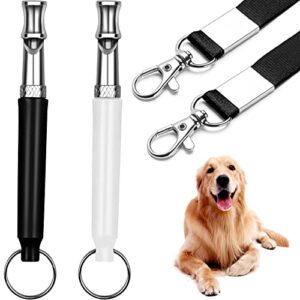 Lot de 2 sifflets pour chien - Pour arrêter les aboiements du chien voisin, sifflets réglables à ultrasons silencieux - Sifflet de dressage professionnel - Avec cordon