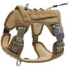 AUROTH Harnais de Chien Anti Traction, Harnais Tactique Chien Respirant Réglable Facile à Mettre pour Moyen Grand Chien, Gilet Durable Réfléchissant, Matériel Militaire Taille L, Brun Vert