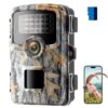 Coolifepro 48MP HD WiFi Caméra de Chasse, Angle d’Induction 120 ° Camera Infrarouge, Plage d’obturation de 25M Caméra de Chasse LED 940nm Non Lumineuse avec Carte mémoire 32GB