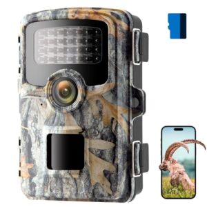 Coolifepro 48MP HD WiFi Caméra de Chasse, Angle d'Induction 120 ° Camera Infrarouge, Plage d'obturation de 25M Caméra de Chasse LED 940nm Non Lumineuse avec Carte mémoire 32GB