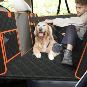 Pecute Housse Protection Voiture Chien, Extension de Siège D'auto pour Chien de Siège Arrière Coffre avec Sac de Rangement,Ceinture Chien Voiture Bonus
