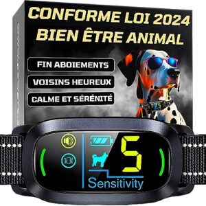 PAWPRO Collier Anti Aboiement Chien | Conforme Nouvelle Loi 2024 Bien-Être Animal | Intelligence Artificielle, Détection d’Aboiement, Écran Couleur | 3 Modes BIP, Vibration, BIP+Vibration | Marque FR
