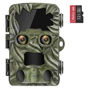 coolife Caméra de Chasse Deux Caméras 4K 32MP Camera de Chasse Nocturne 25m Vitesse de Déclenchement 0.1s Technologie de Gradation IR Automatique Caméra Chasse Infrarouge Prise en Charge Maximale 512G