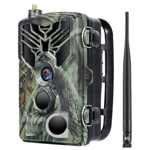 Caméra De Chasse 4G 4K 30fps Vidéo en Temps Réel, Clear 65FT NO Glow INFRARIGE Vision NOIME, 0,5S Motion Activé De 120° Détection, Max 256 Go SD Carte, App Contrôler
