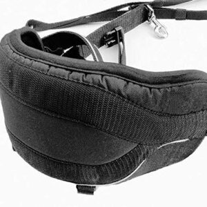 3rd-Pole Ceinture Canicross Confort Professionnel Luxe Noire - randonnée Chien, Canicross, Marche, Courir, Jogging - Ceinture réglable Coutures réfléchissants Haute visibilité, qualité Premium