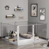 Parc Grand Chien Intérieur XXL: Enclos Chien Extérieur Grande Taille en Métal – Caisse de Mise Bas pour Chiens Chat Lapin en Acrylique 120x120x61cm