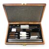 GUGULUZA Kit de nettoyage universel pour armes en aluminium pour pistolet, pistolet, pistolet à shotgun – Brosses avec étui en bois