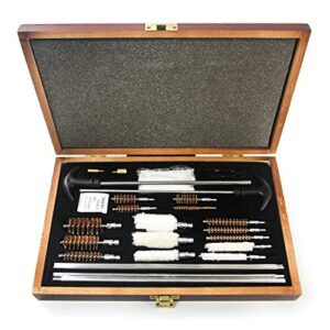 GUGULUZA Kit de nettoyage universel pour armes en aluminium pour pistolet, pistolet, pistolet à shotgun - Brosses avec étui en bois