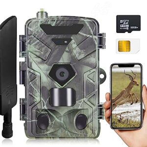 SUNTEKCAM Caméra de Chasse 4G 36MP 4K Vidéo Animaux Piege Photographique Extérieure Camera de Chasse Vision Nocturne avec App et Carte SIM Détecteur de Movement 940nm Infrarouge LEDs IP66 Étanche