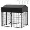 BingoPaw Chenil pour Chien Éxterieur: Parc Enclos Chien Extérieur Intérieur Cage Niche Grande Taille en Métal avec Toit Tissu Oxford 127x120x134cm