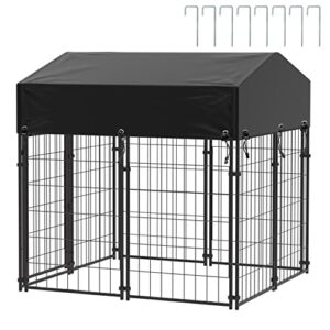 BingoPaw Chenil pour Chien Éxterieur: Parc Enclos Chien Extérieur Intérieur Cage Niche Grande Taille en Métal avec Toit Tissu Oxford 127x120x134cm