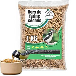 Vers de farine séchés - 1 KG - 2 KG - 5 KG - Friandises pour Oiseaux Sauvages, Tortues, Poissons, Rongeurs, Hérissons - Nourriture de qualité - Marque Française - Alimentation sûre et de qualité