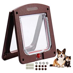 Fermeture De Chatière Porte Intérieure Chatière Chatière Verrouillable Porte Tunnel Animaux Compagnie La Porte Chat à Verrouillage Manuel à 4 Voies s'Installe Facilement Pour Les Chats Chiens Bruns