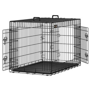 Feandrea Cage pour Chien Pliable avec 2 Portes, Plateau Amovible, 107 x 70 x 77,5 cm, Taille XL, Noir PPD42H