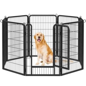 Yaheetech Parc pour Chien 8 Panneaux Enclos Chien Chiot Lapin Canard Rongeur 68 x 100 cm Enclos Cage pour Chien Clôture en Métal Chenil Exterieur avec Porte