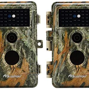 BLAZEVIDEO 2pcs Caméra de Chasse Caméras de la Faune, 24MP Photo 1296P Full HD Video, IP66 Étanche, Activé par Le Mouvement avec Vision Nocturne Infrarouge, Écran 2,4"