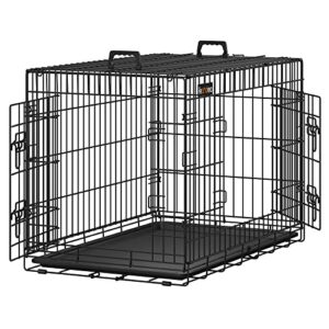 Feandrea Cage pour Chien Pliable avec 2 Portes, Plateau Amovible, 92,5 x 57,5 x 64 cm, Taille L, Noir PPD36H