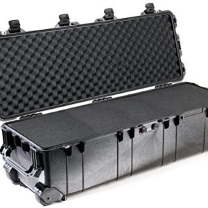 PELI 1740 valise de transport tactique longue pour fusils et trépieds, étanche à l'eau et à la poussière IP67, capacité de 105L, fabriquée aux États-Unis, avec insert en mousse personnalisable, noire