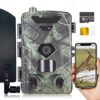 RecorCam 4G/LTE 4K 36MP App Caméra de Chasse, Caméra de Surveillance Prise en Charge de La Vidéo en Temps Réel, Vision Nocturne Infrarouge Invisible Angle de détection de 120° avec Carte SIM & CarteSD