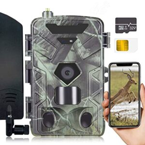 RecorCam 4G/LTE 4K 36MP App Caméra de Chasse, Caméra de Surveillance Prise en Charge de La Vidéo en Temps Réel, Vision Nocturne Infrarouge Invisible Angle de détection de 120° avec Carte SIM & CarteSD