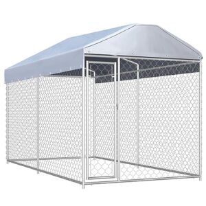 GuyAna Chenil d'extérieur avec Toit pour Chiens 382x192x225 cm,Cage pour Chien,Cage pour Chat,Chenil pour Chien