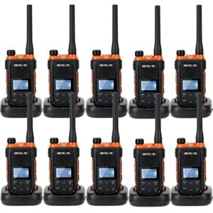 Retevis RB627B Talkie Walkie Rechargeable, PMR446 Talkie-Walkie 16 Canaux, VOX, LED Lampe de Poche, CTCSS/DCS, LCD Affichage, Alarme d'urgence, Talkies Walkies pour Restaurant (10 Pcs, Noir)