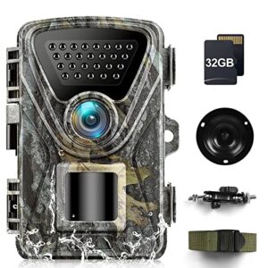 MAXDONE Caméra de Chasse 1520P 28MP Vision Nocturne 0,2S Étanchéité IP66 Camera Chasse Infrarouge 26 PCS Low Glow IR LEDs Nocturne avec Carte 32GB