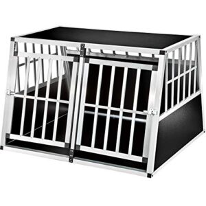 TecTake Cage Box Caisse en Forme de Trapèze Aluminium Cage de Transport Double pour Chien