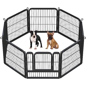 Abician Parc pour Chien en 8 Panneaux Enclos pour Chien en Métal avec Porte Parc pour Animaux de Compagnie 63 cm de Haut Noir