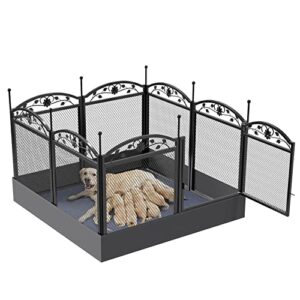 BingoPaw Parc Chien Intérieur XXL: Grand Enclos Chien Extérieur Pliable Caisse de Mise Bas avec Piquets de Fixation pour Chiens Chat Lapin 126x126x80cm